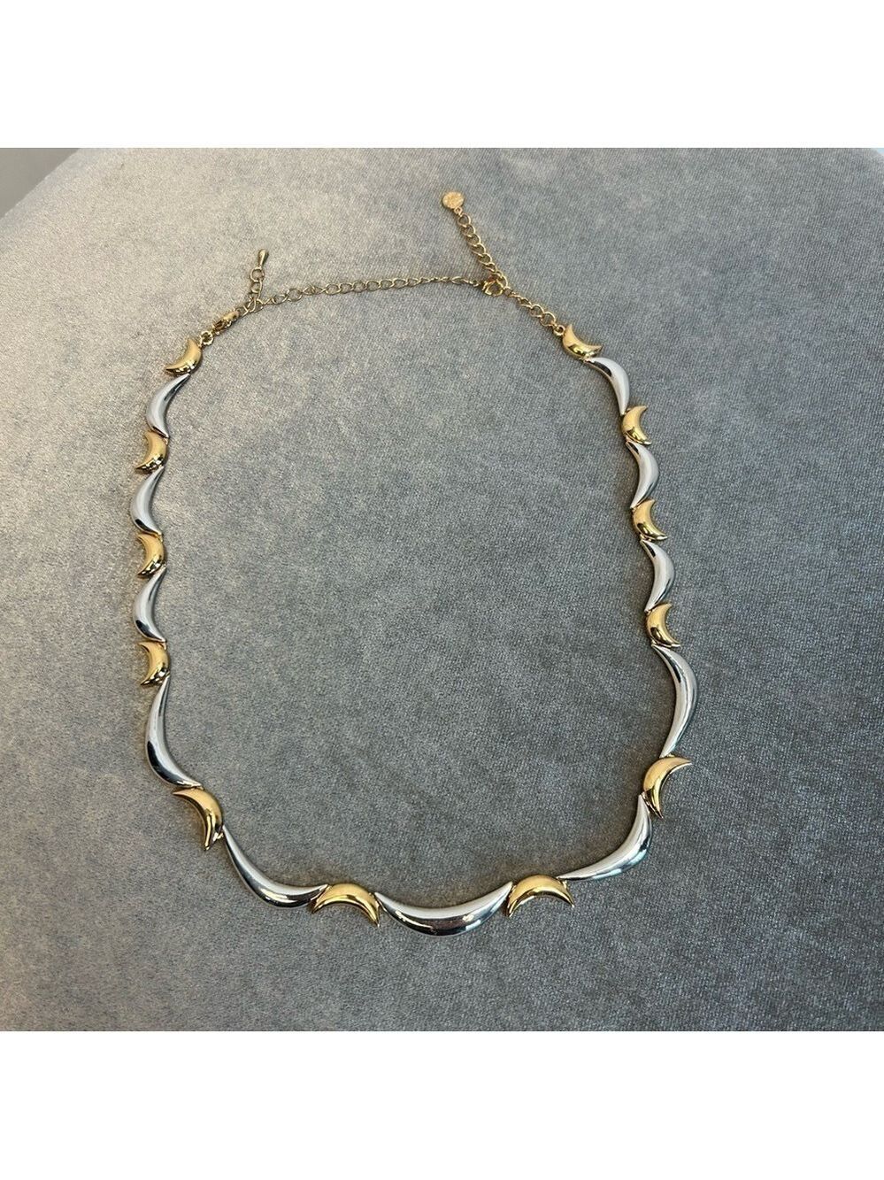 FAC Fifth Avenue Collection gold and silver tone half moon shaped necklace